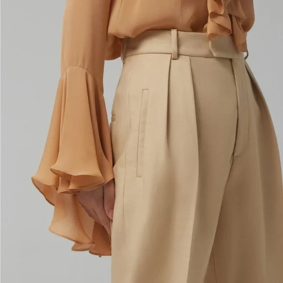 KHAITE 2 Magdeline Pant Khaki Classic Beige Women's Trousers - Picture 3 of 11